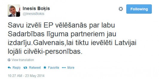 Twitter  InesisBokis Savu izvēli EP vēlēšanās ... - Google Chrome 23.05.2014. 105921